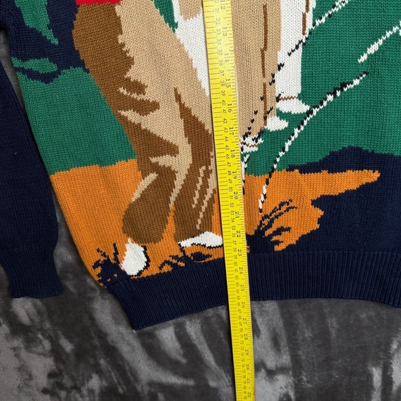 Vintage Hathaway Hand-Intarsia Knit Gold Swinger Club Pullover Crewneck Medium - Picture 4 of 8